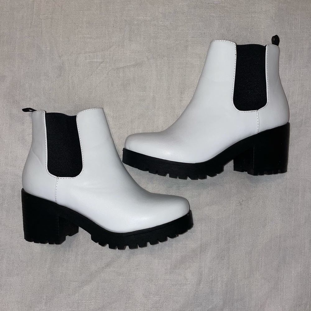 White with Black Sole Platform boots